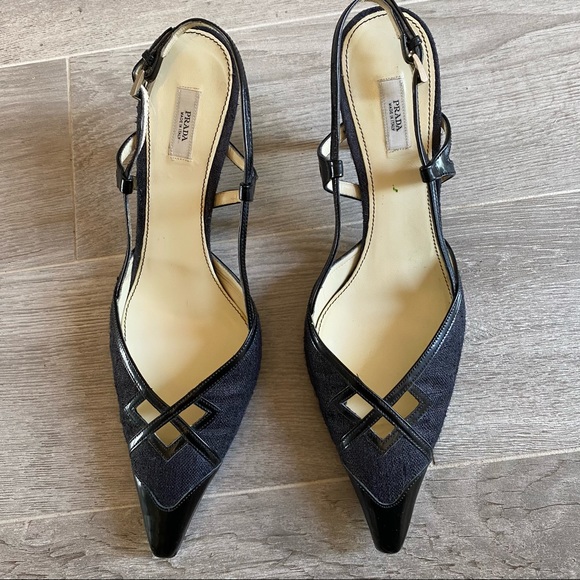 Prada slingbacks with patent leather and fabric - Picture 1 of 11